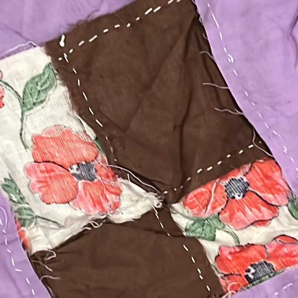 Handmade unfinished Quilt topper patchwork 42”  x 62”